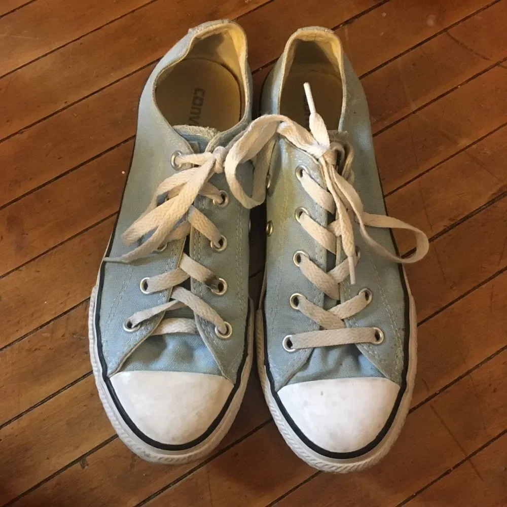 Baby blue Converse low top boat shoes